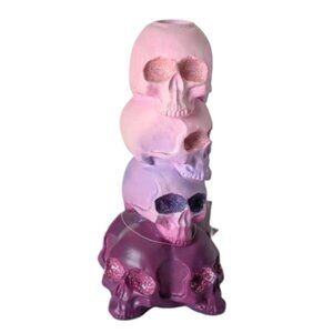 Halloween Pink, Lavender, and Burgundy Ghost Candleholder with Glitter Eyes